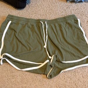 Olive Green Women's Shorts with White Trim